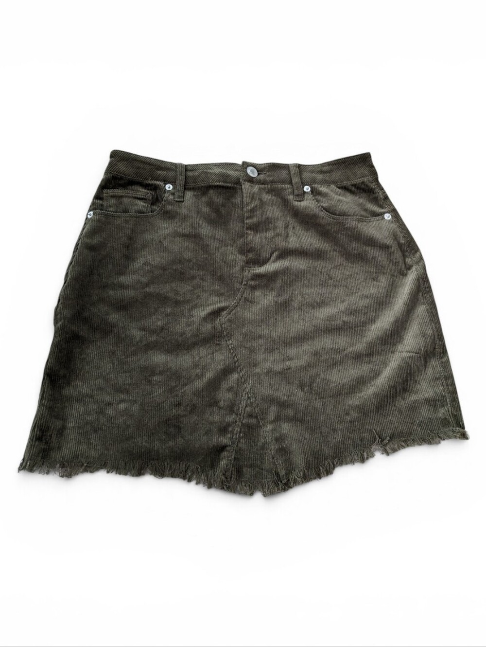 Love Tree Green Corduroy Mini Skirt Womens Size Medium Pockets